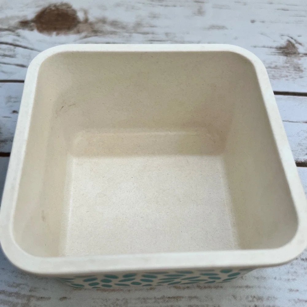 Bamboo‎ Fiber Nesting Bowls Teal Floral Bee Leaf Print Set of 2 S/M